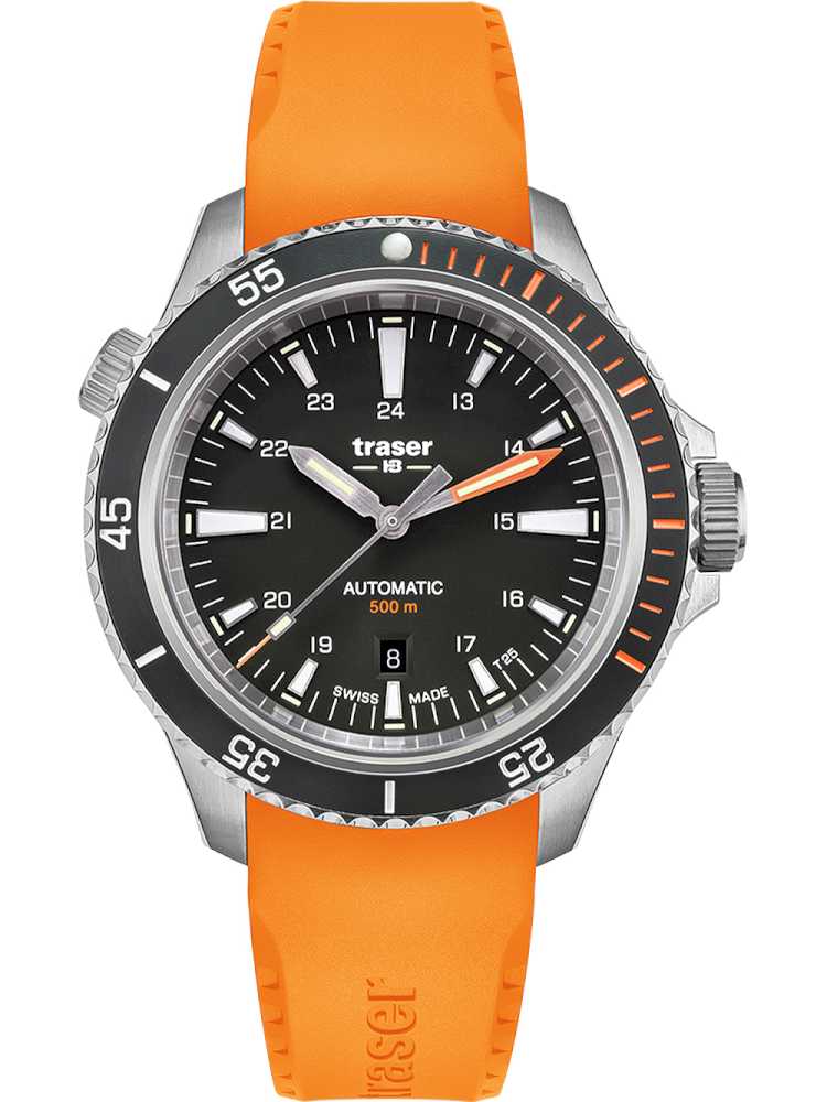 Traser 10323 Herreur Med Orange Gummirem - Traser Herreure  - 7630027704976
