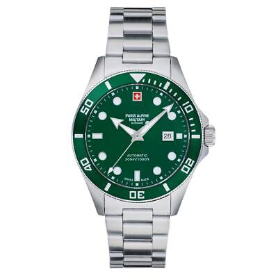Grøn Swiss Alpine Military Diver Automatic Green Herreur - Herreure  - 761175176599